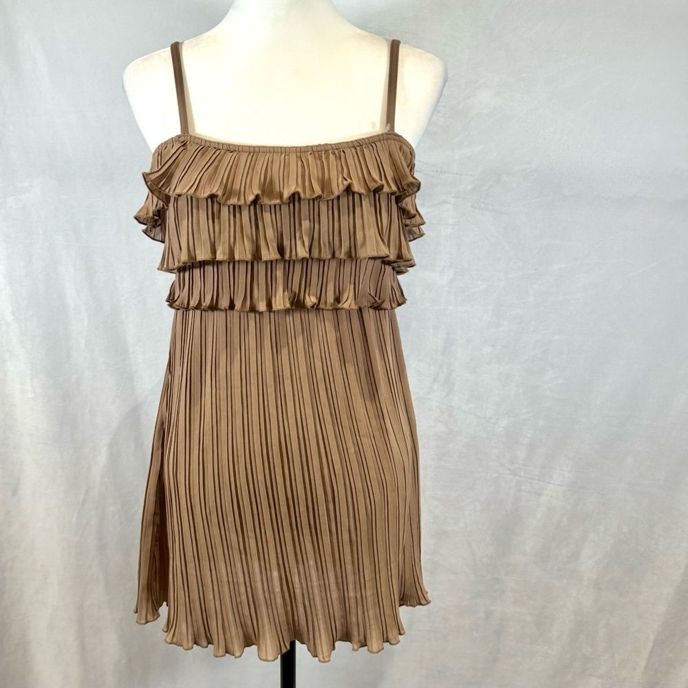 Balera Dancewear Mocha Ruffle Pleated Mini Dress with Bodysuit M